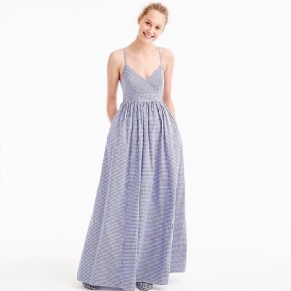 JCrew Gingham Spaghetti Strap Ballgown Sz4